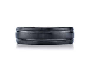 Ceramic 7mm Satin and High Polish, Grooved Wedding Ring